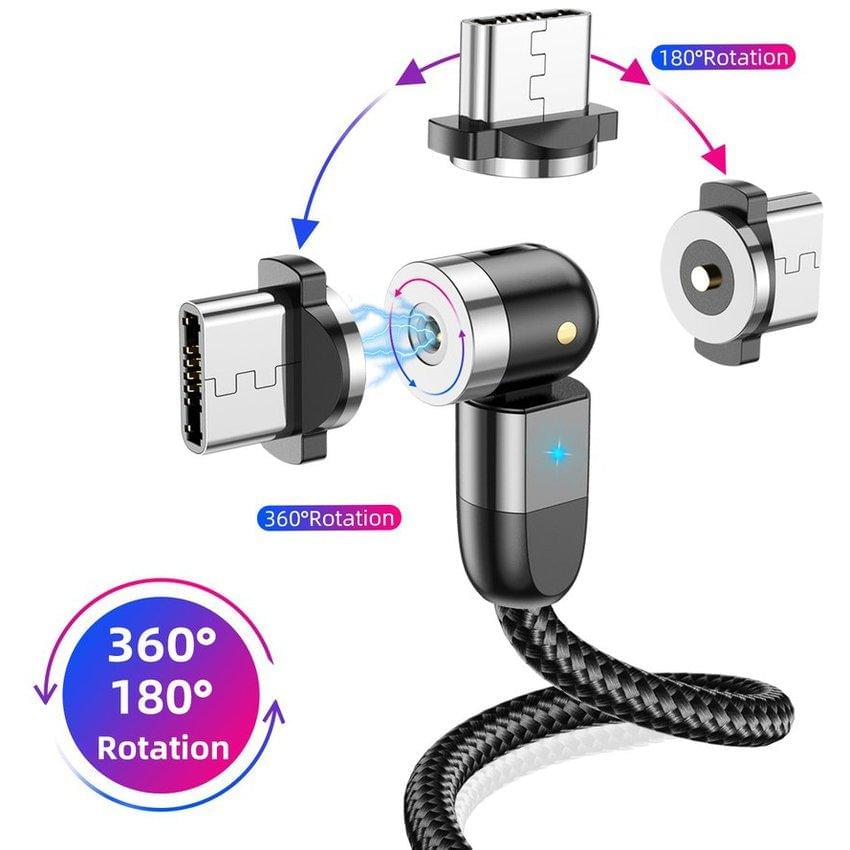 Cable de Carga Magnetica 3 en 1 con Rotacion 360º + 180º